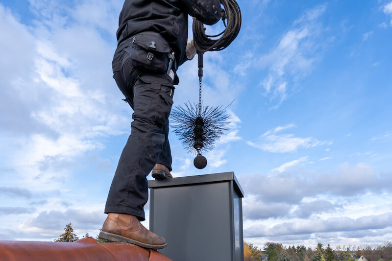 Chimney being professionally swept