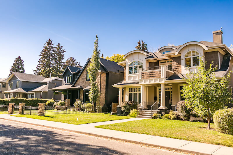 Stately homes on a tree-lined street in Elbow Park, Calgary