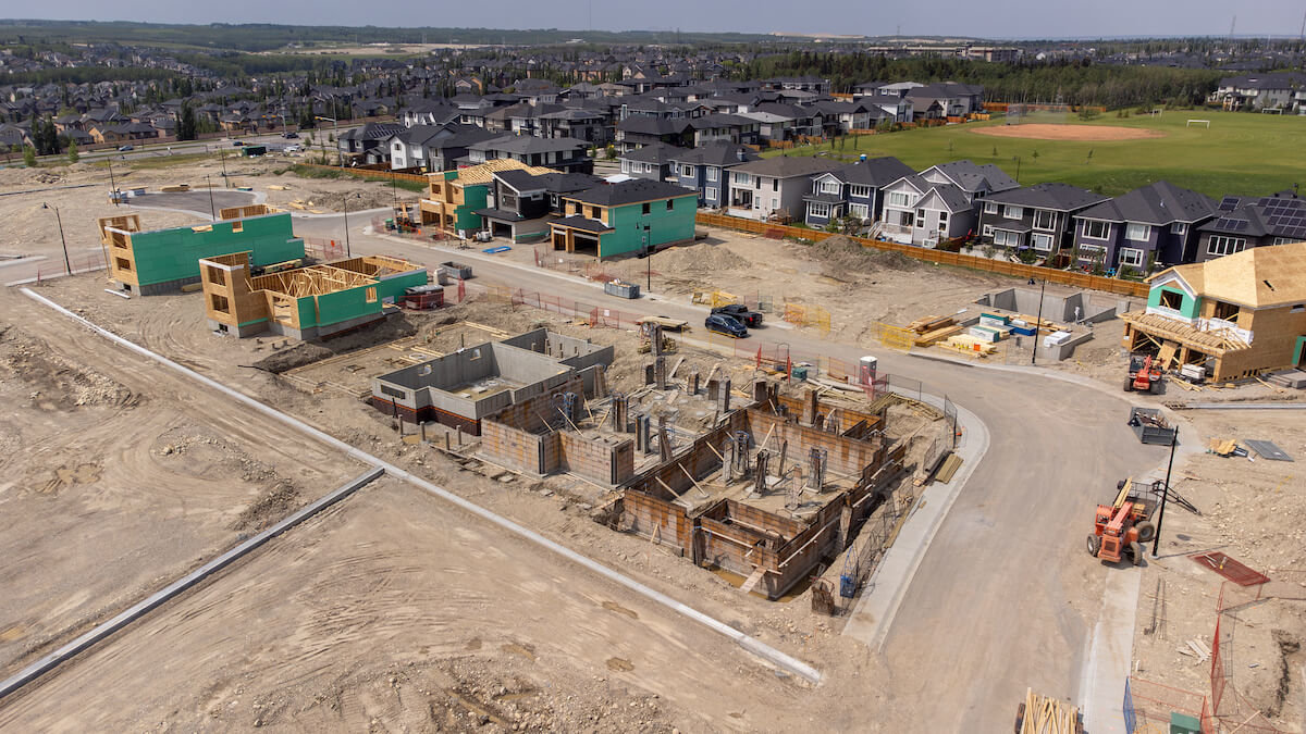 New homes under construction in a growing Calgary community
