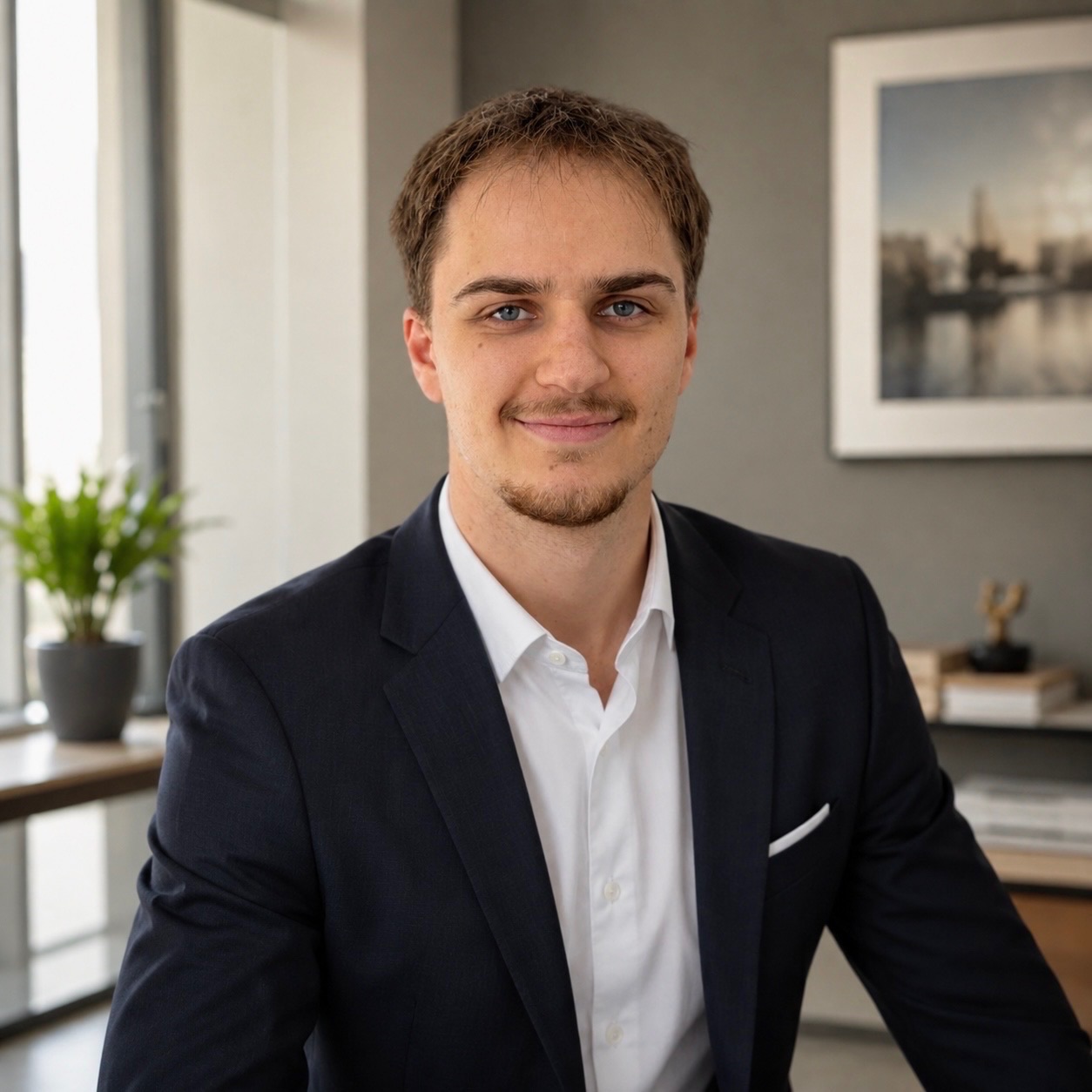 Nick Trawinski, Calgary REALTOR®, seated in an office
